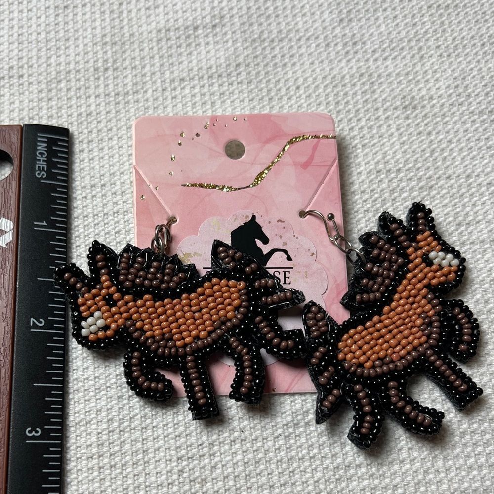 Seed Bead Horse Earrings